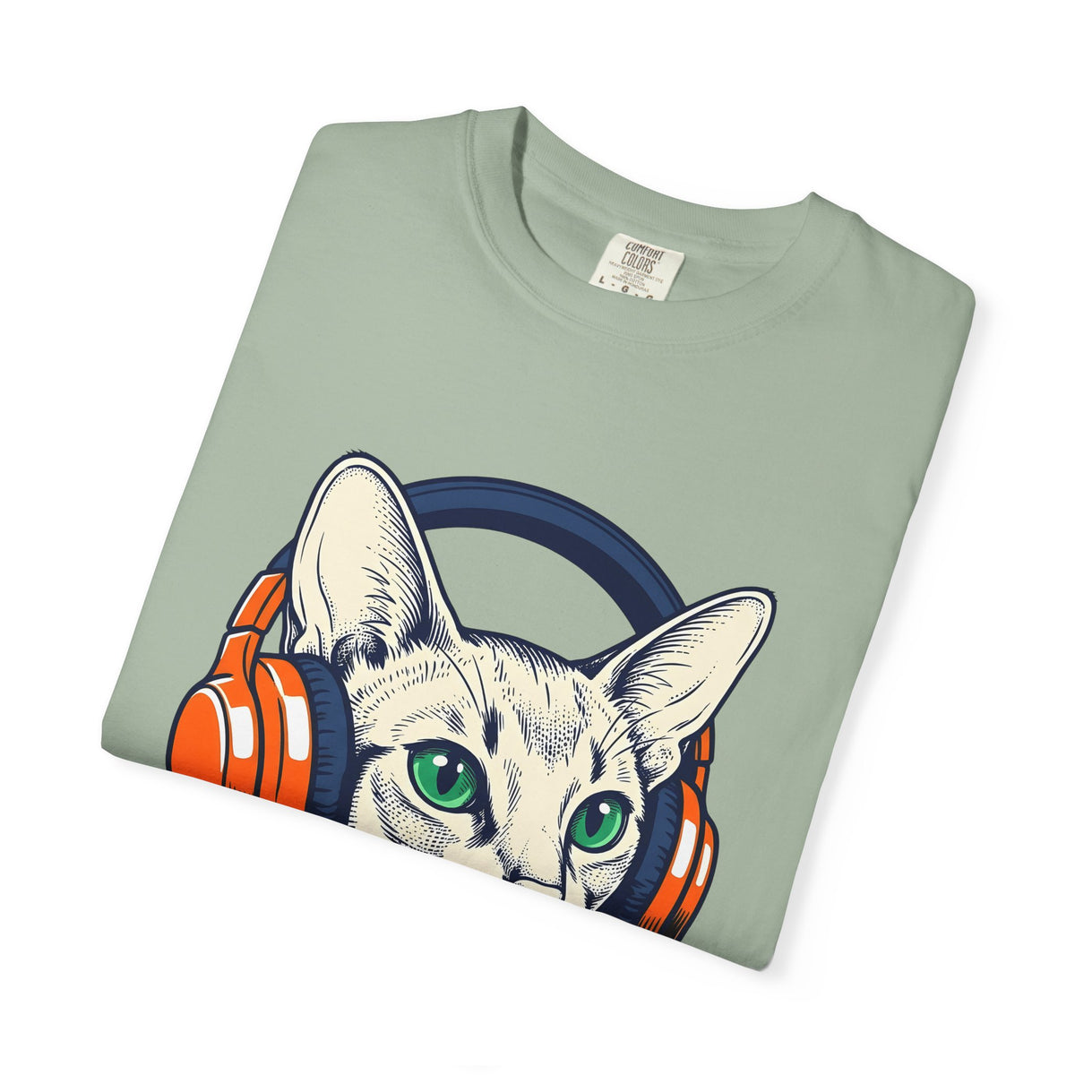 Cat Earphones T-Shirt Cat Sound Gift Women Minimalist T-Shirt Headphones T-Shirt Cat Fan Earphone T-Shirt Audio Graphic Classic Audio Gear T-Shirt