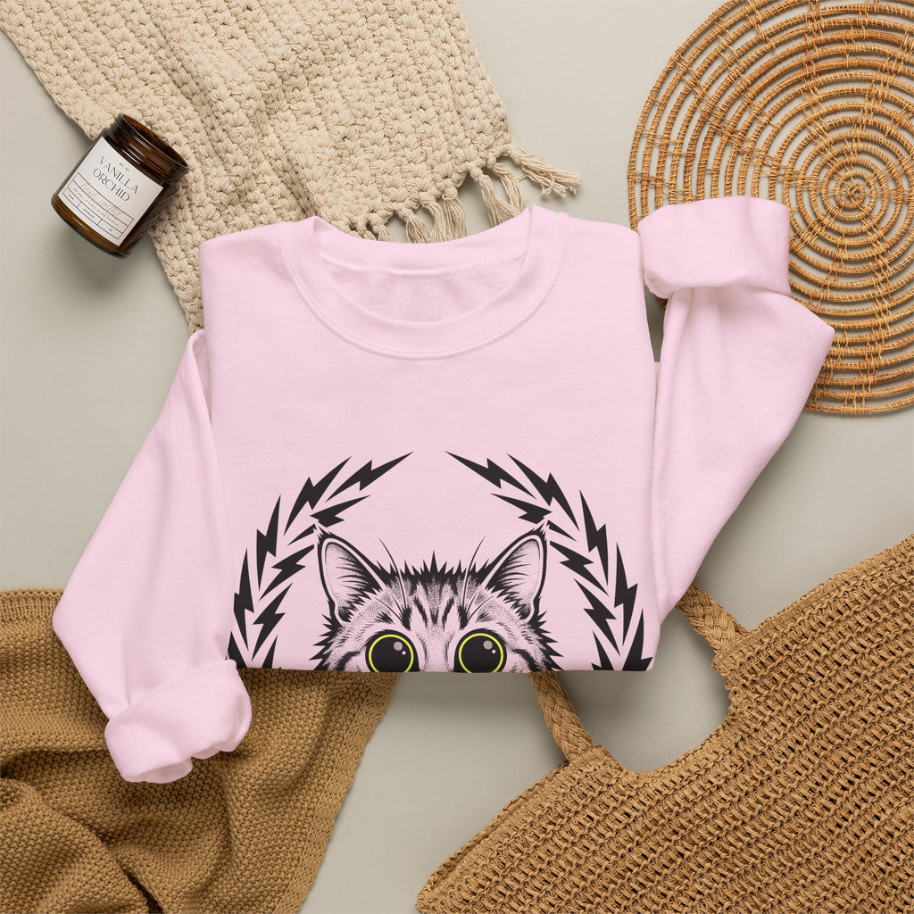 Striped Cat Cat Comedy Gift Modern Tabby Cat Feline Fan Retro Electric Sweatshirt