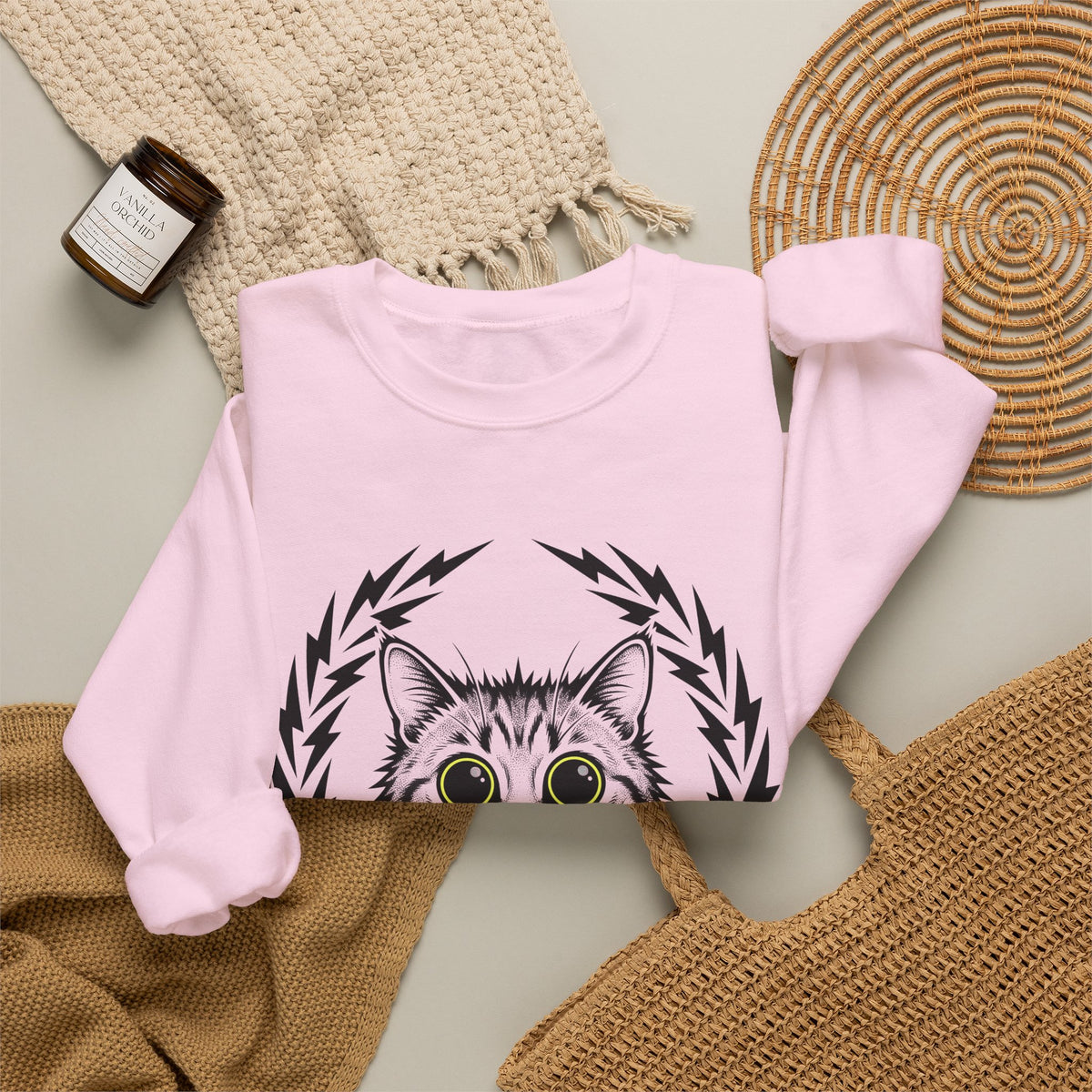 Striped Cat Cat Comedy Gift Modern Tabby Cat Feline Fan Retro Electric Sweatshirt
