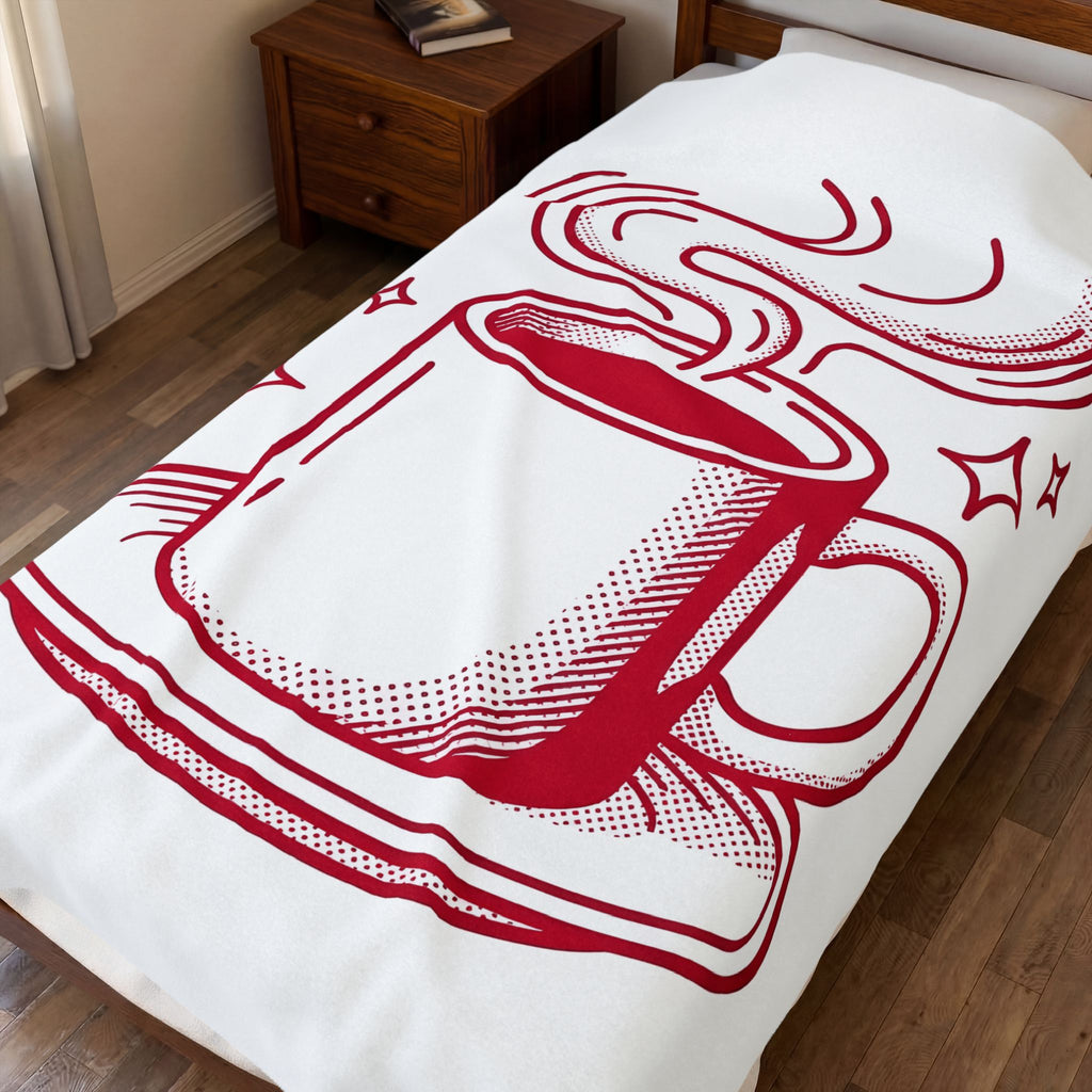 Coffee Cup Blanket St. Valentine's Day Coffee Gift Women Pop Art Blanket Blanket Blanket Valentine Fan Pop Art Blanket Coffee Design Retro Stars Blanket