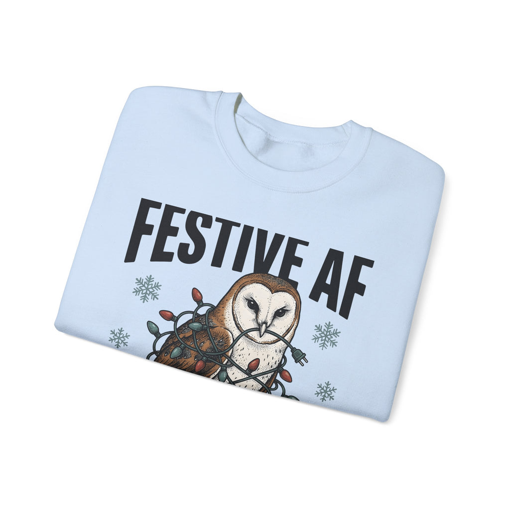 Owl Christmas Lights Christmas Animal Gift Hand Drawn Owl String Lights Xmas Fan Owl Sweatshirt