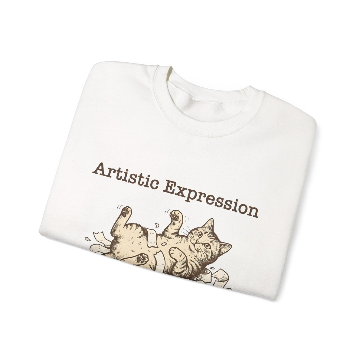Funny Cat Sweatshirt Cat Joke Gift Women Cartoon Sweatshirt Kitten Sweatshirt Feline Fan Cartoonish Sweatshirt Pun Graphic Hand Drawn Paper Towel Sweatshirt