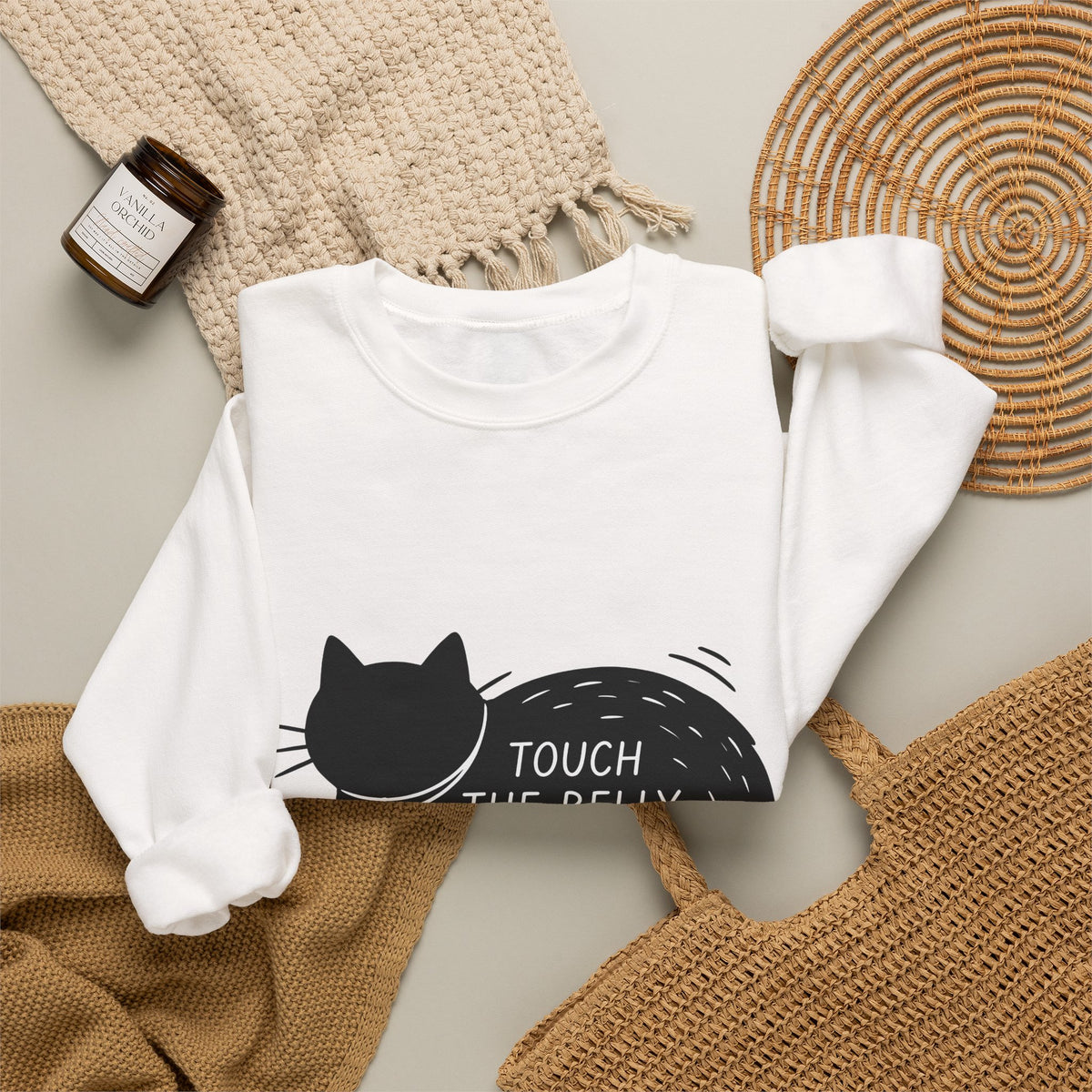 Black Feline Sweatshirt Cat Fun Gift Women Flat Sweatshirt Cat Sweatshirt Cat Fan Minimalist Sweatshirt Humorous Graphic Chic Pendant Sweatshirt