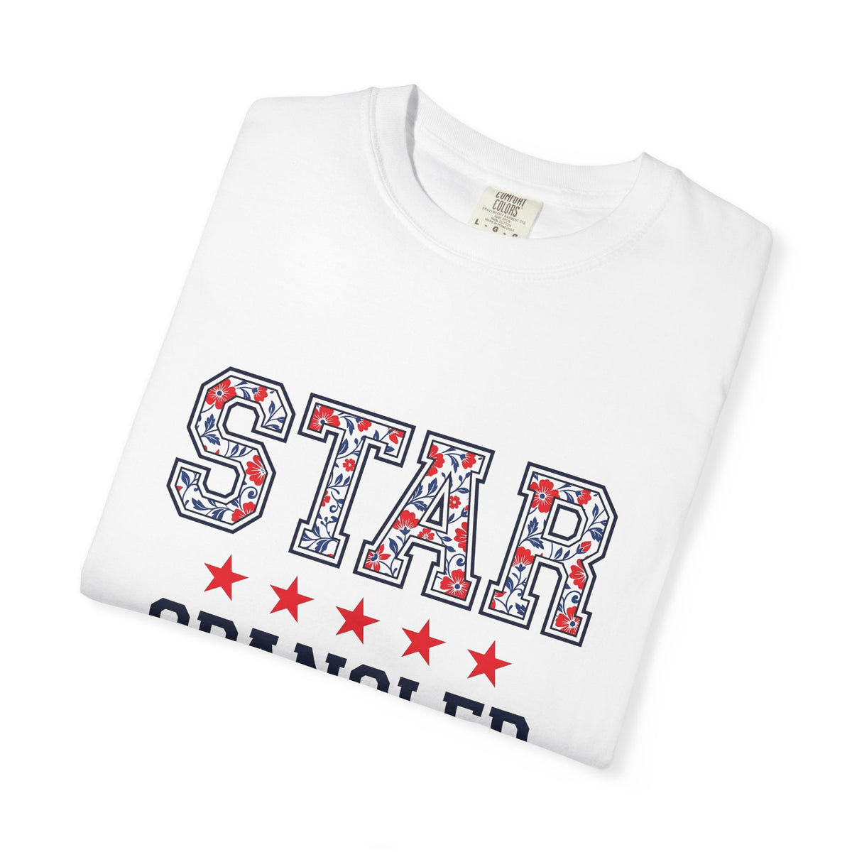 Floral Varsity Letters T-Shirt 4th Of July Summer Gift Women Patriotic T-Shirt Letterman T-Shirt Independence Fan American T-Shirt Seasonal Graphic