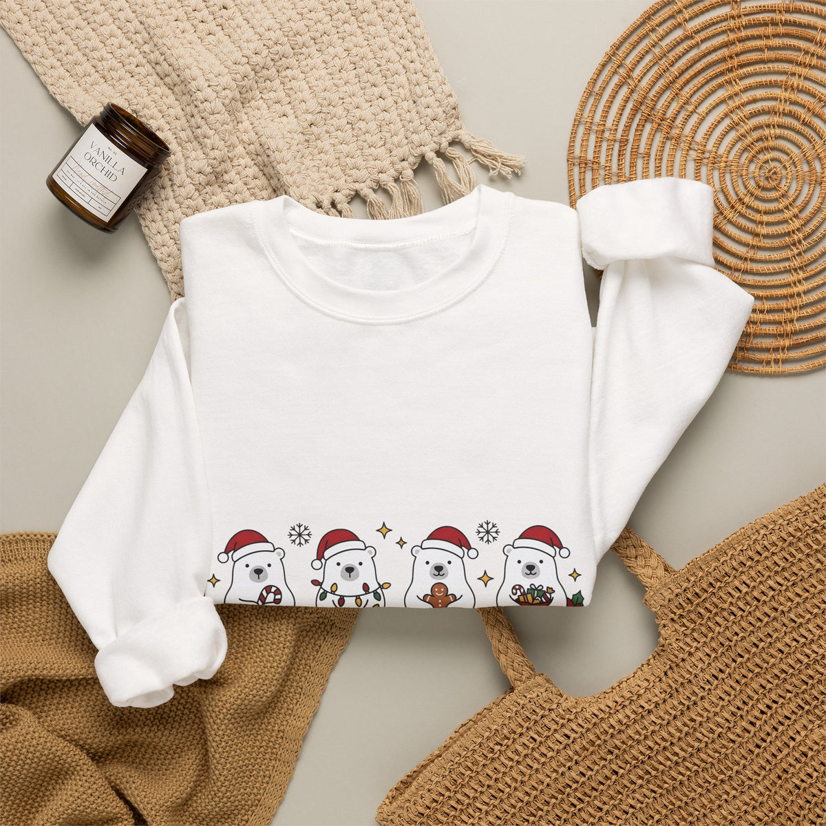 Polar Bear Pack Christmas Fauna Gift Playful Ursidae Xmas Fan Arctic Animal Wildlife Festive Sweatshirt