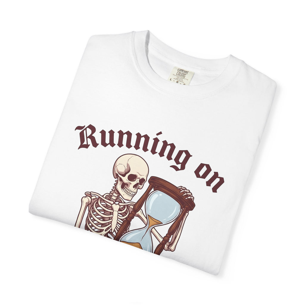 Skeleton Hourglass T-Shirt Funny Goth Gift Women Cartoon T-Shirt Timeglass T-Shirt Humor Fan Comic T-Shirt Dark Graphic Vintage Sand T-Shirt