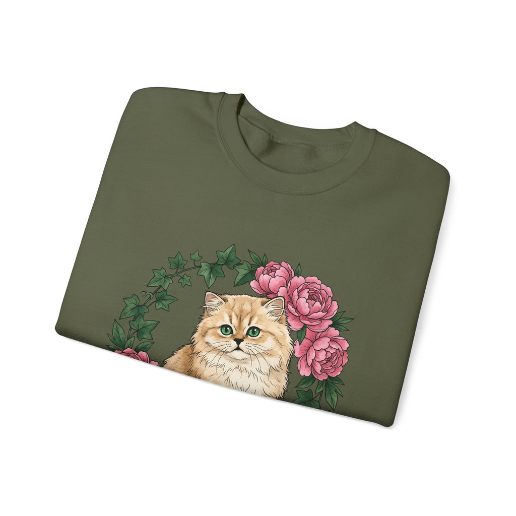 Longhair Cat Cat Blossoms Gift Acrylic Maine Coon Cat Fan Feline Floral Ink Floral Sweatshirt