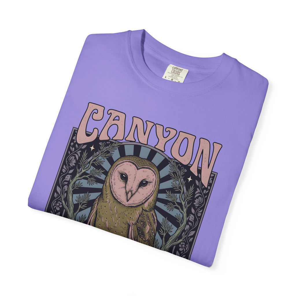 Barn Owl Boho Chic Fauna Gift Hand Drawn Owl Bohemian Fan Illustrated Colorful Blossom T-Shirt