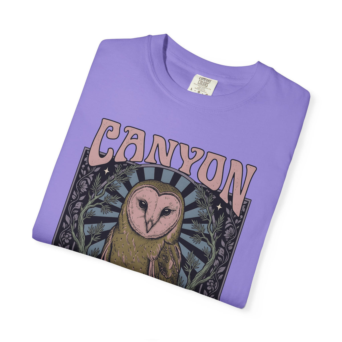 Barn Owl Boho Chic Fauna Gift Hand Drawn Owl Bohemian Fan Illustrated Colorful Blossom T-Shirt