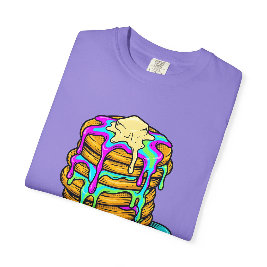 Pancake Tower T-Shirt Desserts Brunch Gift Women Cartoon T-Shirt Stack T-Shirt Sweets Fan Cute T-Shirt Breakfast Graphic Vintage Honey T-Shirt