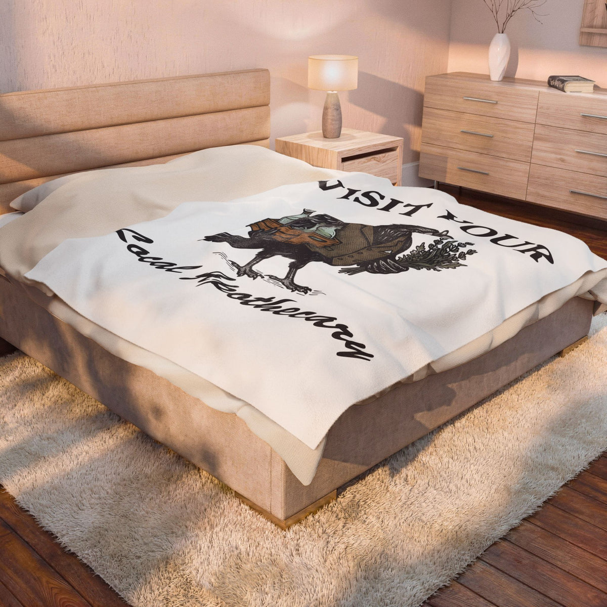 Blackbird Remedy Blanket Halloween Macabre Gift Women Classic Blanket Cure Blanket Horror Fan Gothic Blanket Dark Graphic Line Art Remedy Flasks