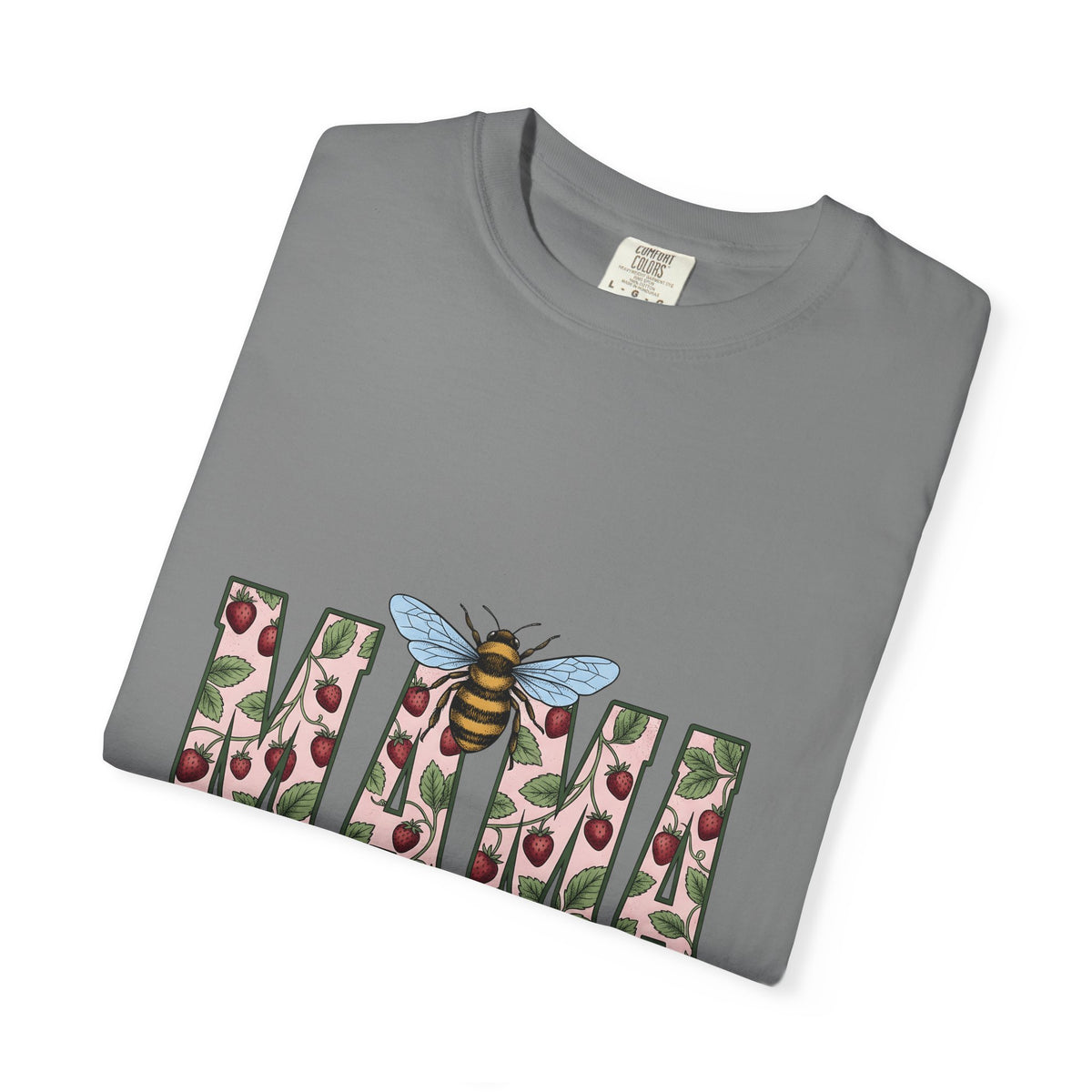Honeybee Strawberry Art T-Shirt Moms Outdoors Gift Women Floral T-Shirt Bee T-Shirt Mom Fan Botanical T-Shirt Adventure Graphic Retro Foliage