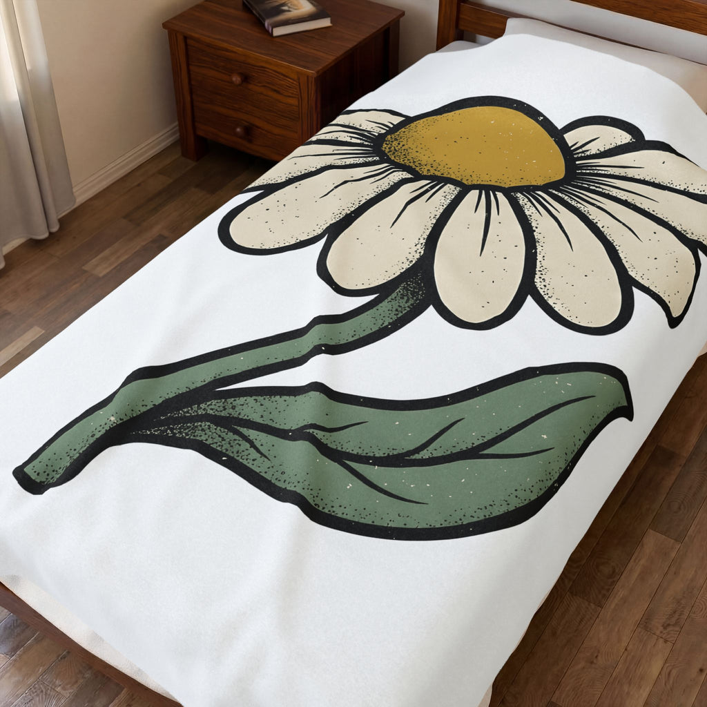Daisy Petal Blanket Floral Nature Gift Women Cartoon Blanket Flower Blanket Botanical Fan Comic Blanket Outdoor Graphic Silhouette Sprig Blanket