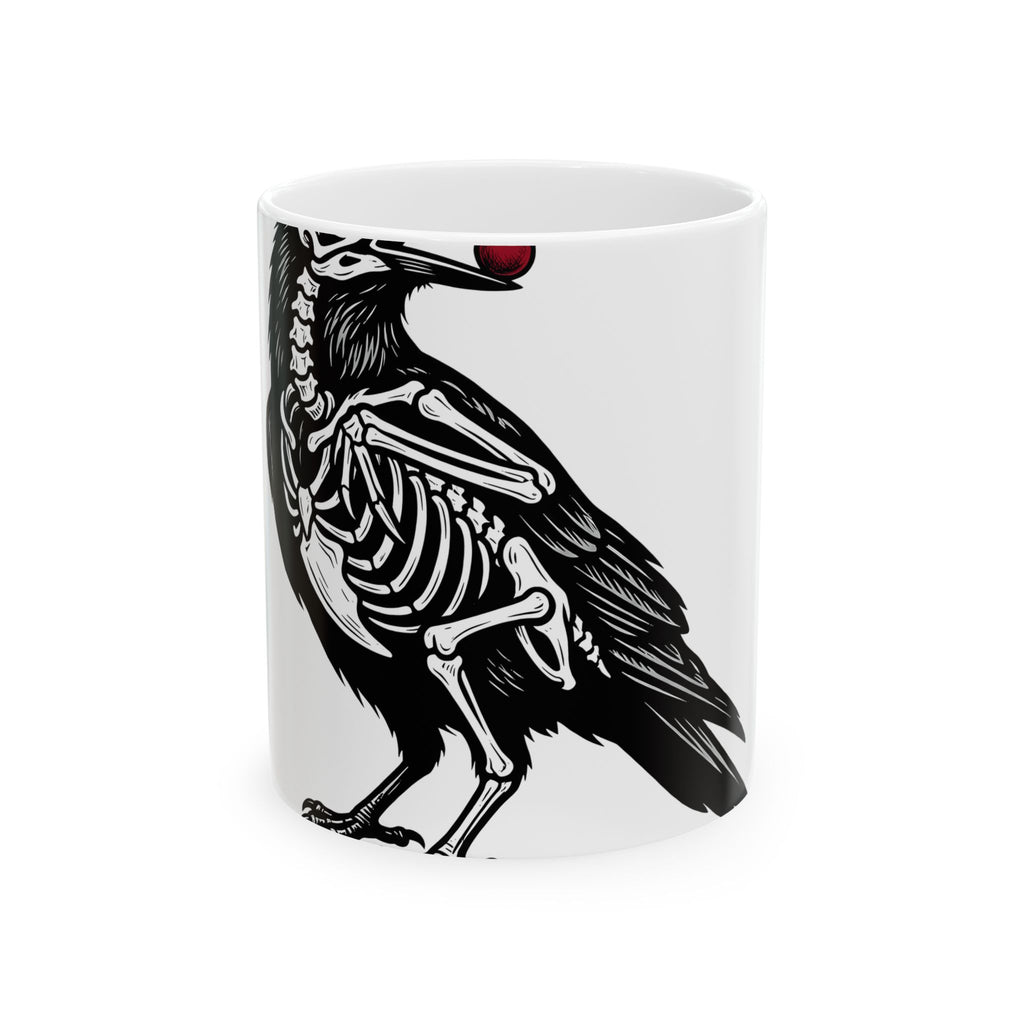 Crow Bones Mug Halloween Fright Gift Women Dark Mug Raven Mug Horror Fan Gothic Mug Scary Graphic Retro Head