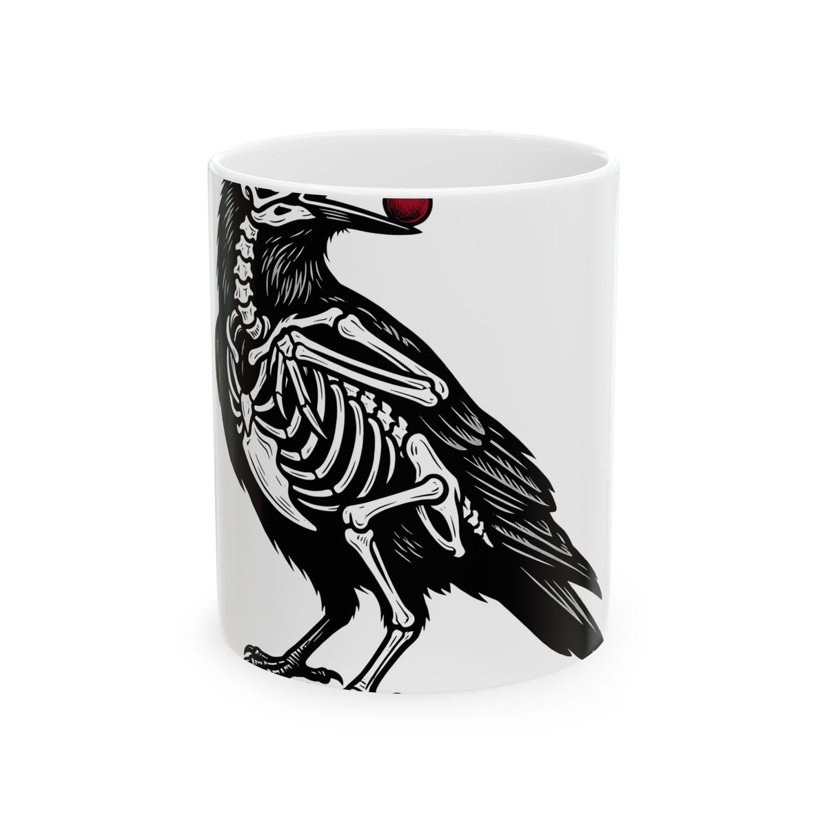 Crow Bones Mug Halloween Fright Gift Women Dark Mug Raven Mug Horror Fan Gothic Mug Scary Graphic Retro Head