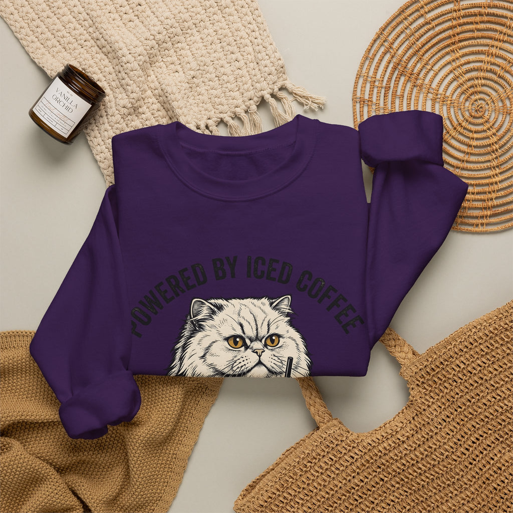 Persian Cat Coffee Sweatshirt Coffee Animals Gift Women Hand Drawn Sweatshirt Persian Cat Sweatshirt Coffee Fan Illustrated Sweatshirt Pet Graphic Vintage Iced
