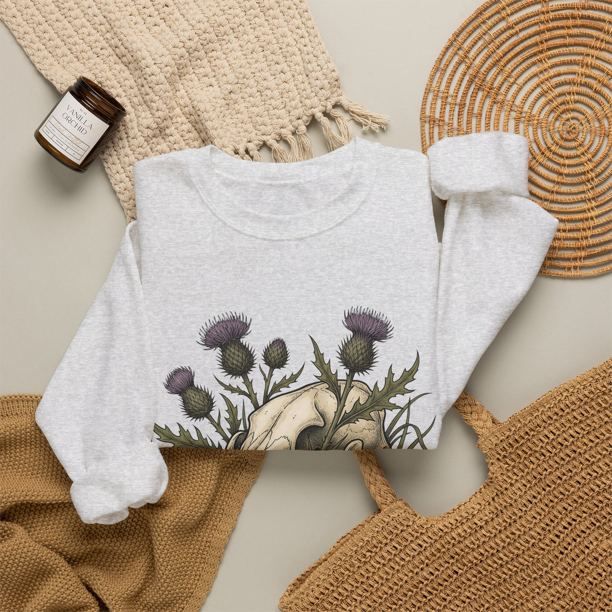 Animal Skull Sweatshirt Animals & Flowers Spooky Gift Women Sketch Sweatshirt Cranium Sweatshirt Wildlife Fan Illustration Graphic Sweatshirt Hand Drawn