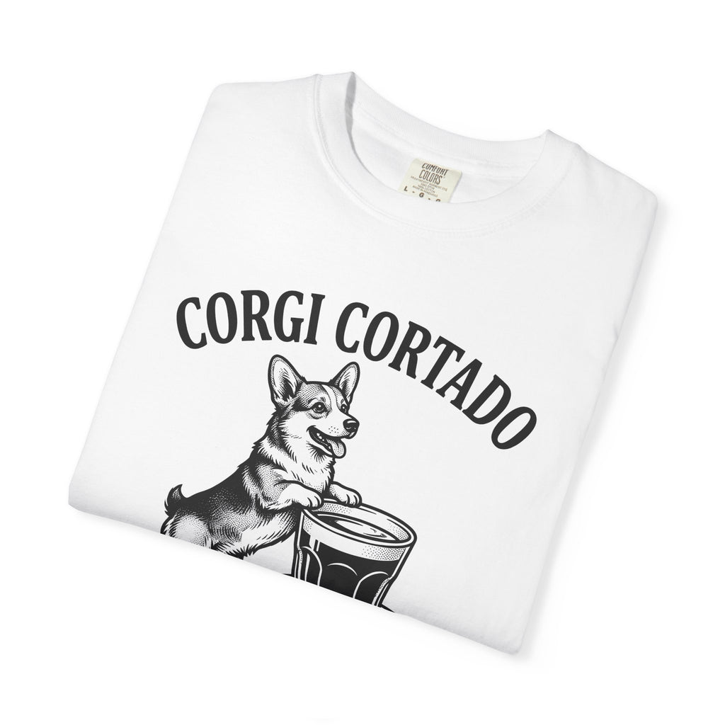 Corgi T-Shirt Dog Cafe Gift Women Rustic T-Shirt Pembroke T-Shirt Dog Fan Country T-Shirt Coffee Graphic Doodle Latte Cup T-Shirt