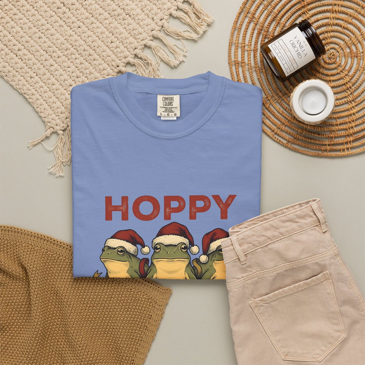 Frog Holiday Hats Christmas Wildlife Gift Cartoon Toad Xmas Fan Toad Animal Line Sash T-Shirt