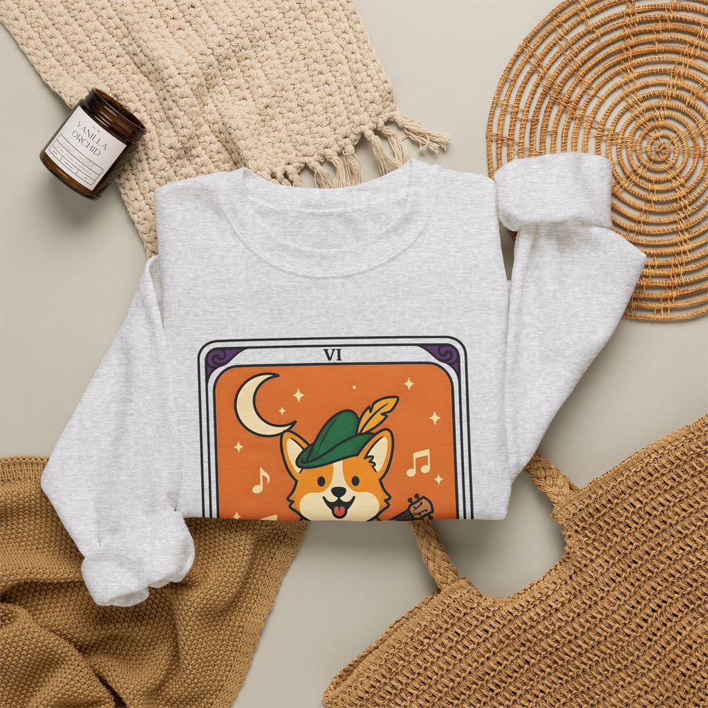 Corgi Performer Sweatshirt Boho Chic Animal Gift Women Anime Sweatshirt Pembroke Welsh Corgi Sweatshirt Bohemian Fan Manga Sweatshirt Animal Graphic Hand Drawn