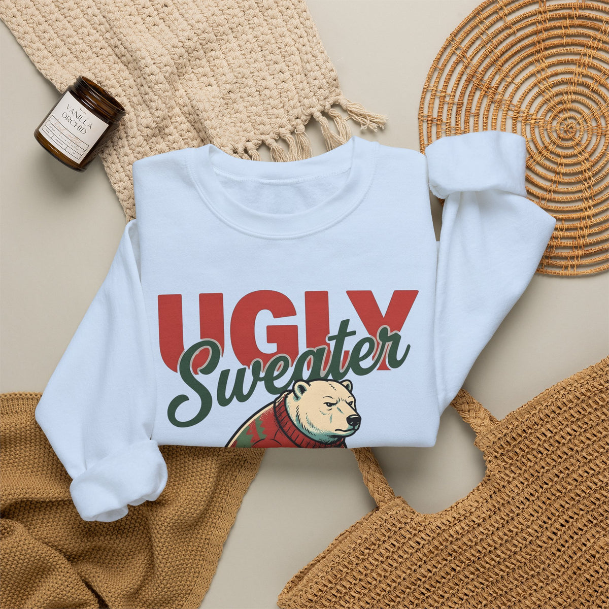 Arctic Bear Sweater Christmas Fauna Gift Nostalgic Polar Bear Xmas Fan Vintage Wildlife Doodle Sweatshirt