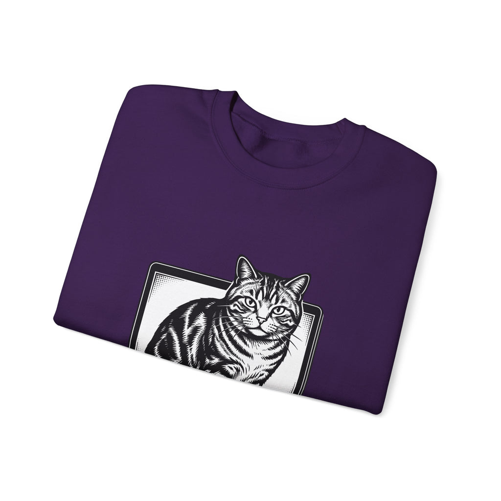 Orange Cat Sweatshirt Cat Gadgets Gift Women Classic Sweatshirt Kitty Sweatshirt Cat Fan Retro Sweatshirt Tech Graphic Doodle Notebook Sweatshirt