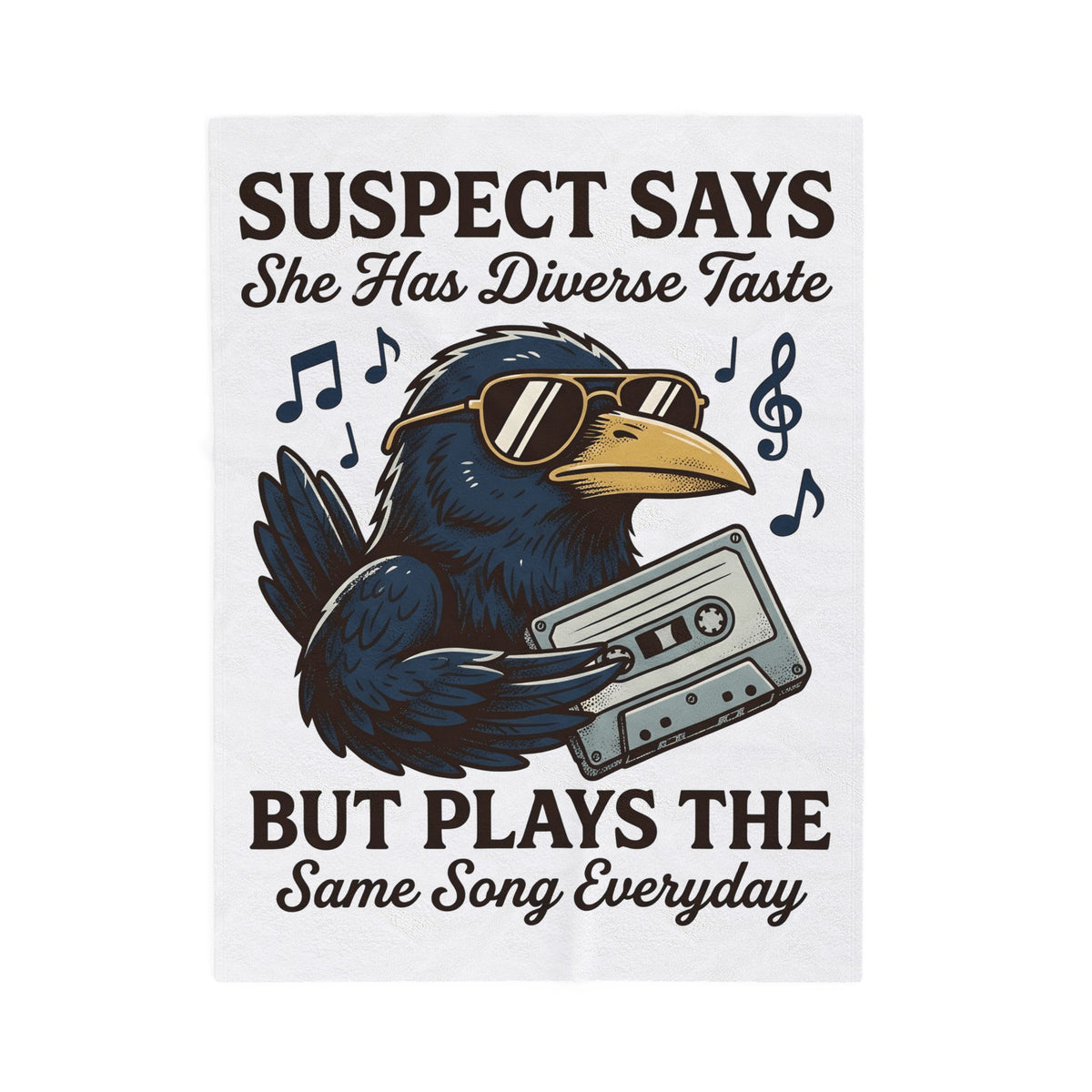 Hip Raven Blanket Funny Song Gift Women Comic Blanket Raven Blanket Humor Fan Cartoon Blanket Melody Graphic Vintage Tape Deck Blanket