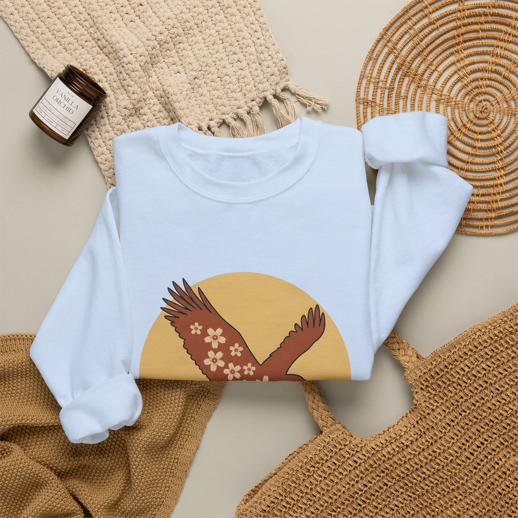 Floral Eagle Sweatshirt Boho Chic Nature Gift Women Boho Sweatshirt Bird Sweatshirt Bohemian Fan Tribal Graphic Sweatshirt Minimalist Mountains Sweatshirt