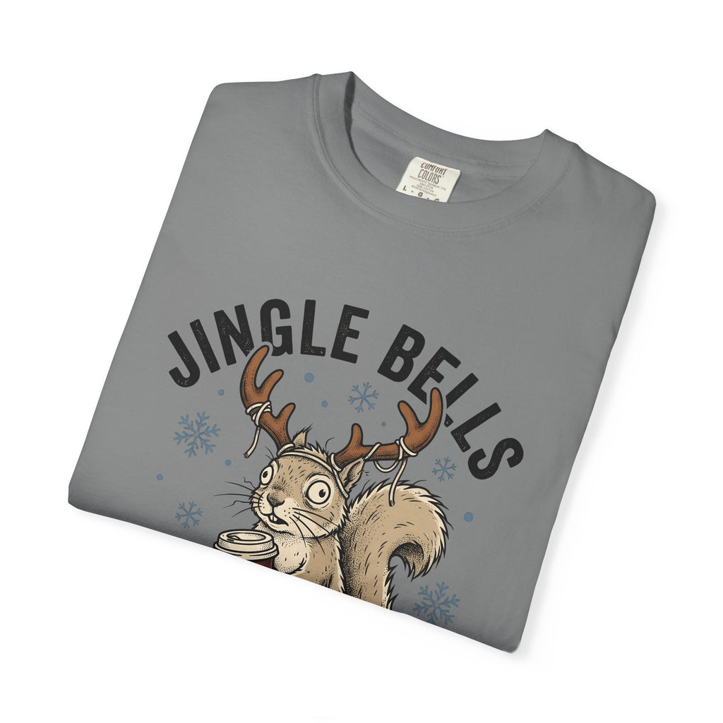 Tree Squirrel Coffee T-Shirt Christmas Fauna Gift Women Line Art T-Shirt Squirrel Coffee T-Shirt Xmas Fan Squirrel Illustration Wildlife Graphic