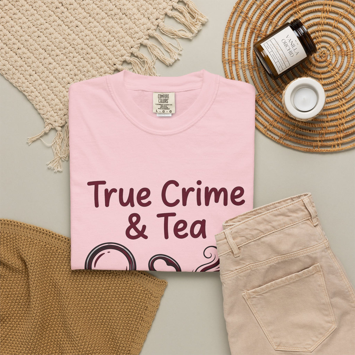 Teacup T-Shirt Drinks Suspense Gift Women Line Art T-Shirt Teapot T-Shirt Beverage Fan Illustration Graphic Mystery Cartoon Magnifier T-Shirt