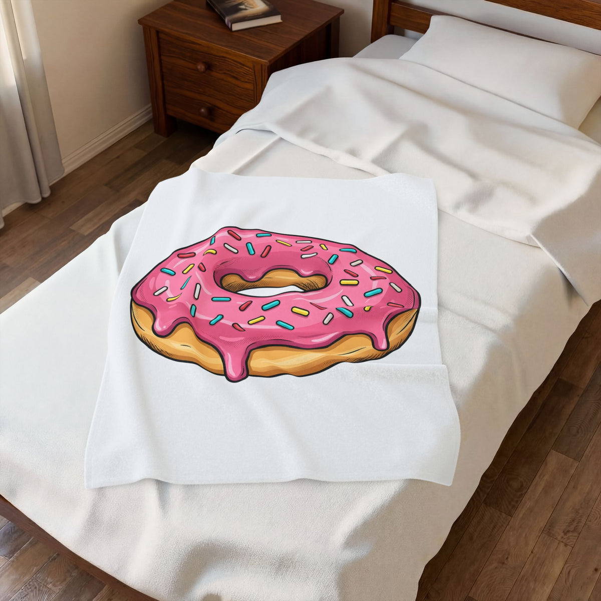 Donut Image Blanket Desserts Cuisine Gift Women Comic Blanket Doughnut Blanket Pastry Fan Cartoon Blanket Food Graphic Modern Nonpareils Blanket