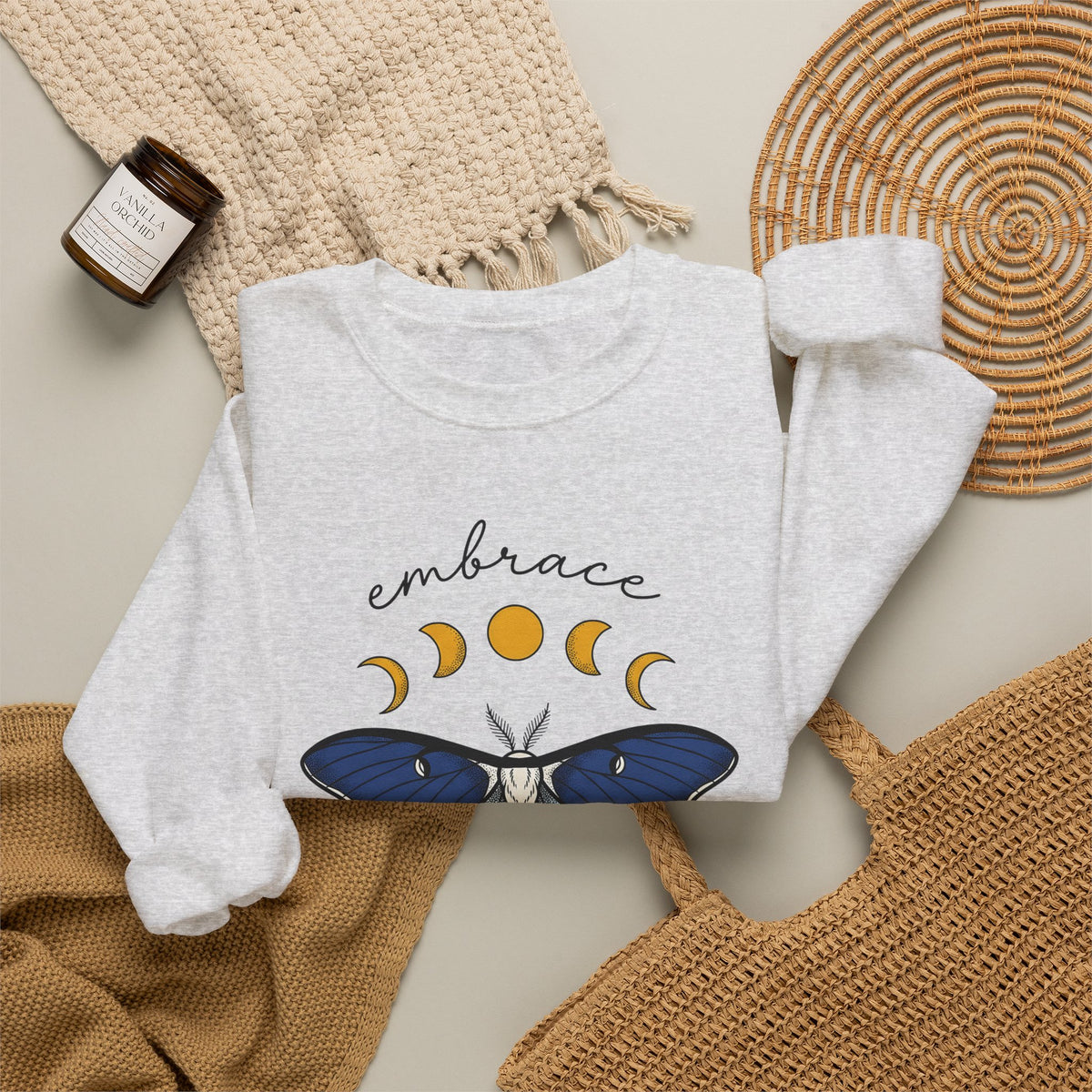 Luna Moth Sweatshirt Boho Chic Occult Gift Women Hippie Sweatshirt Actias Luna Sweatshirt Bohemian Enthusiast Psychedelic Sweatshirt Mystical Graphic Sleek