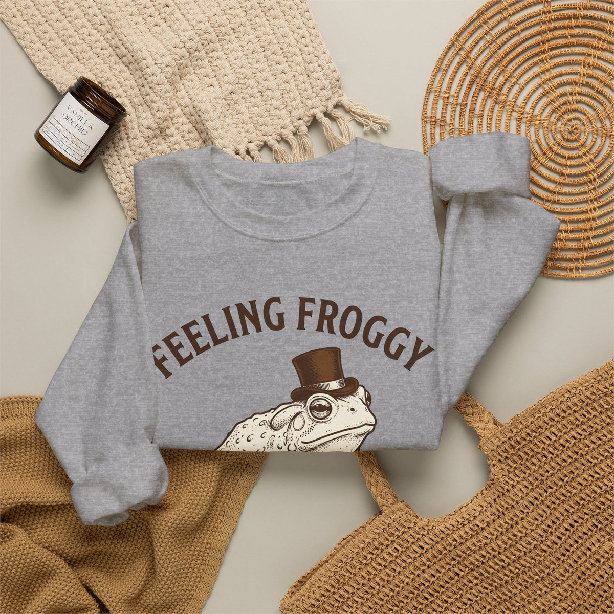 Toad Top Hat Sweatshirt Funny Animal Gift Women Vintage Sweatshirt Frog Sweatshirt Humor Fan Retro Sweatshirt Creature Graphic Hand Drawn Animal Humor Sweatshirt