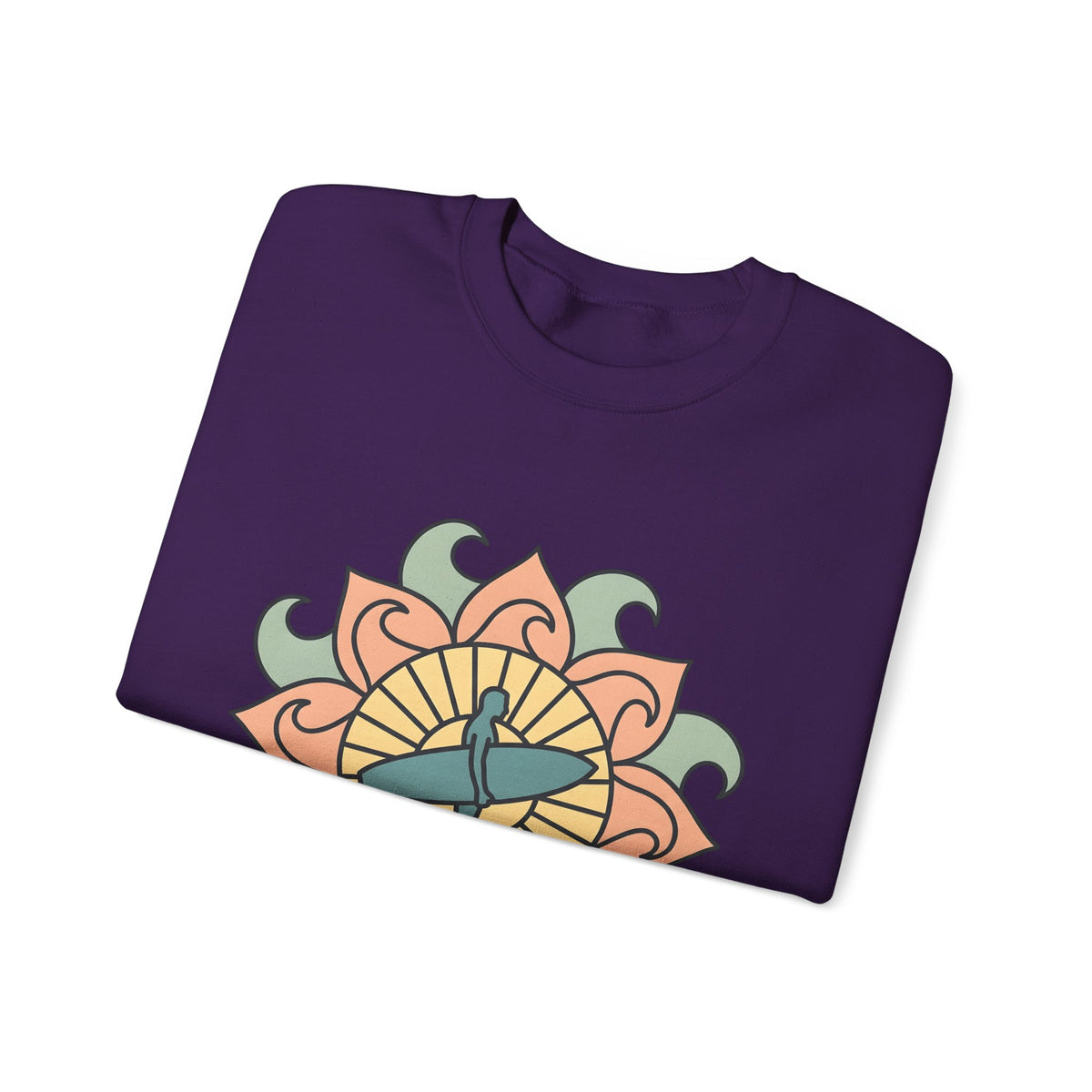 Surfer Outline Sweatshirt Sports Ocean Gift Women Hippie Sweatshirt Surfer Sweatshirt Athlete Fan Marine Graphic Sweatshirt Simple Floral Circle Sweatshirt