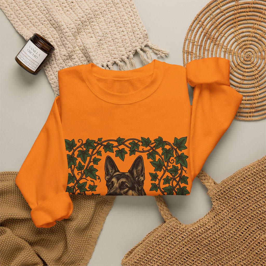 German Shepherd Dog Sweatshirt Dog Outdoors Gift Women Realistic Sweatshirt Alsatian Sweatshirt Dog Fan Shepherd Graphic Sweatshirt Retro Vine Sweatshirt