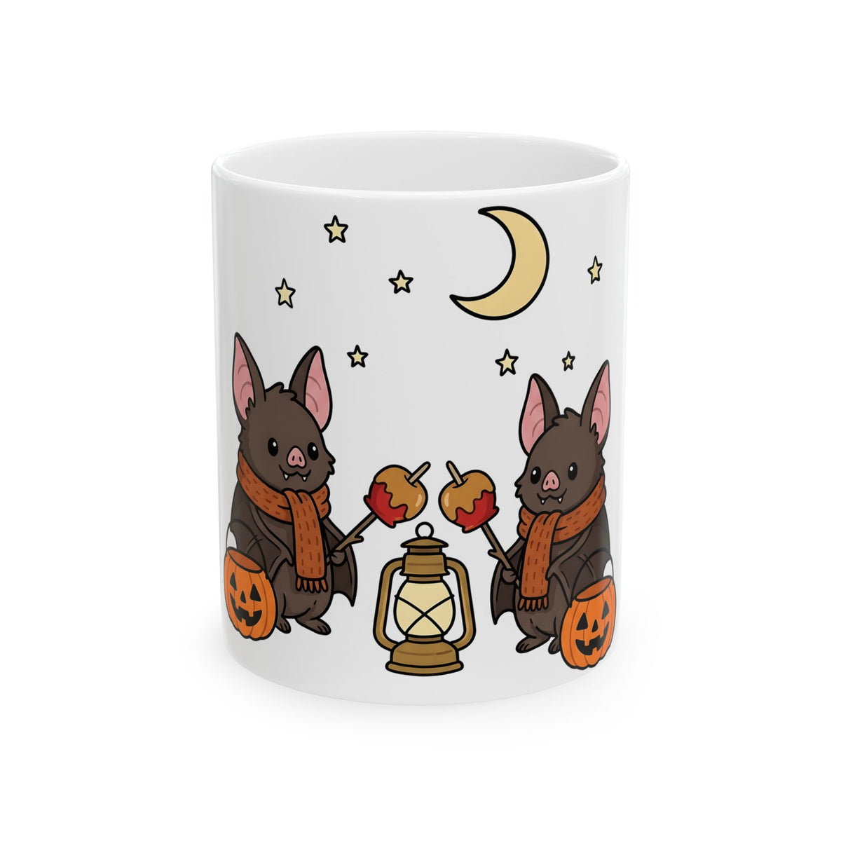 Bat Drawing Mug Halloween Creatures Gift Women Charming Mug Bat Mug Spooky Fan Cartoon Mug Monster Graphic Animated Gourd Mug