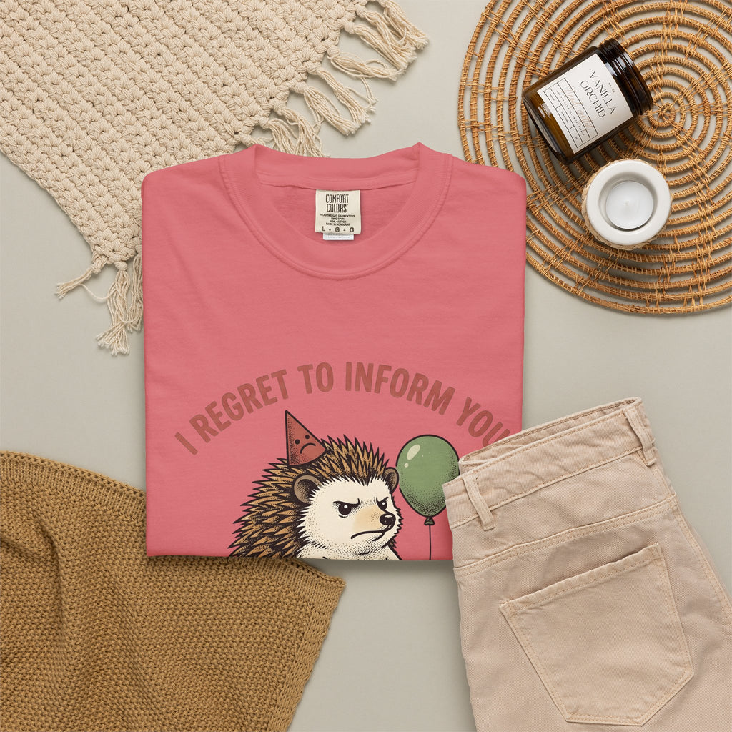 Hedgehog Art T-Shirt Funny Creatures Gift Women Whimsical T-Shirt Porcupine T-Shirt Humor Fan Cartoon T-Shirt Animal Graphic Sketch Balloon T-Shirt