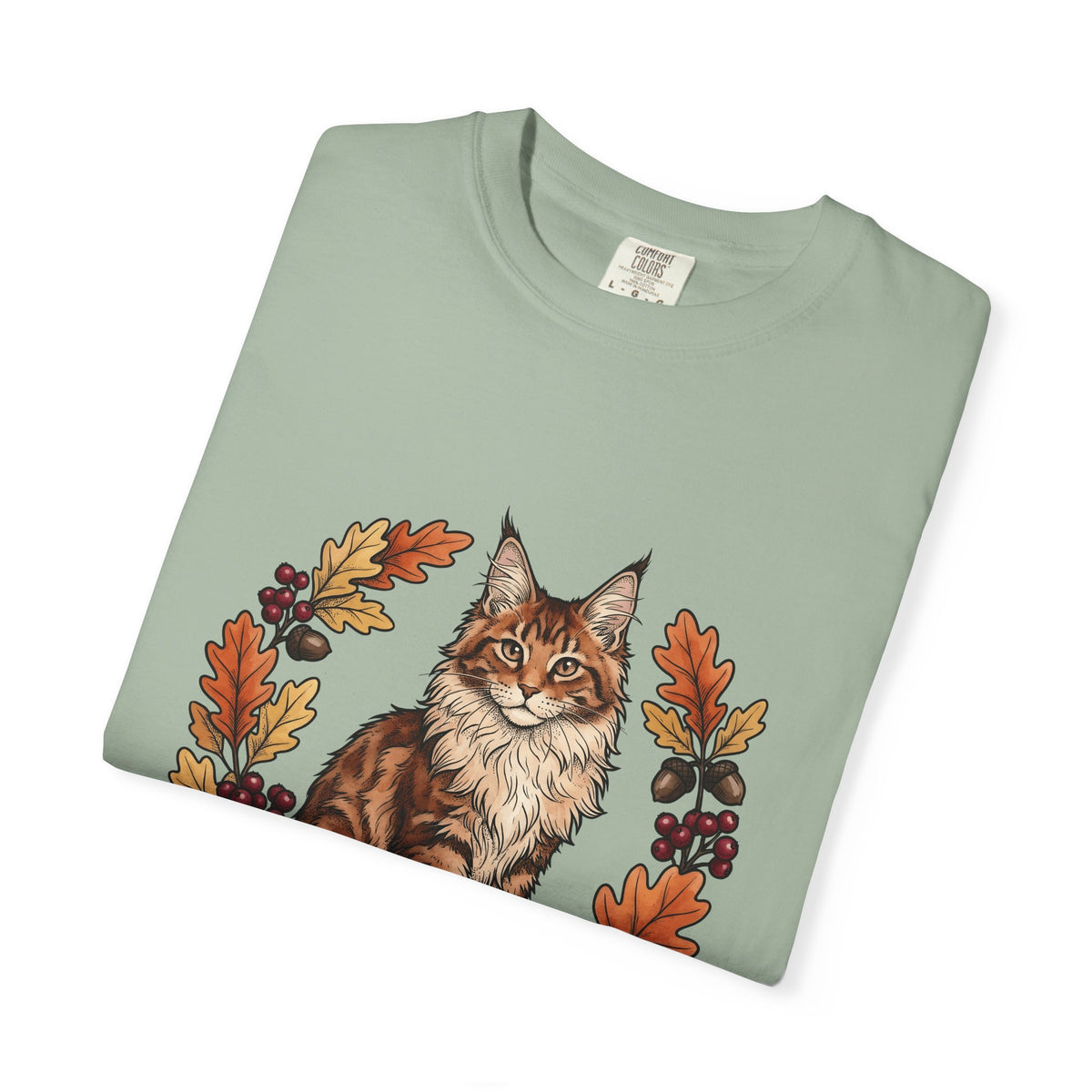 Maine Coon Pet T-Shirt Cat Pumpkin Gift Women Greenery T-Shirt Cat T-Shirt Cat Fan Foliage T-Shirt Gourd Graphic Old-Fashioned Orange Leaves T-Shirt