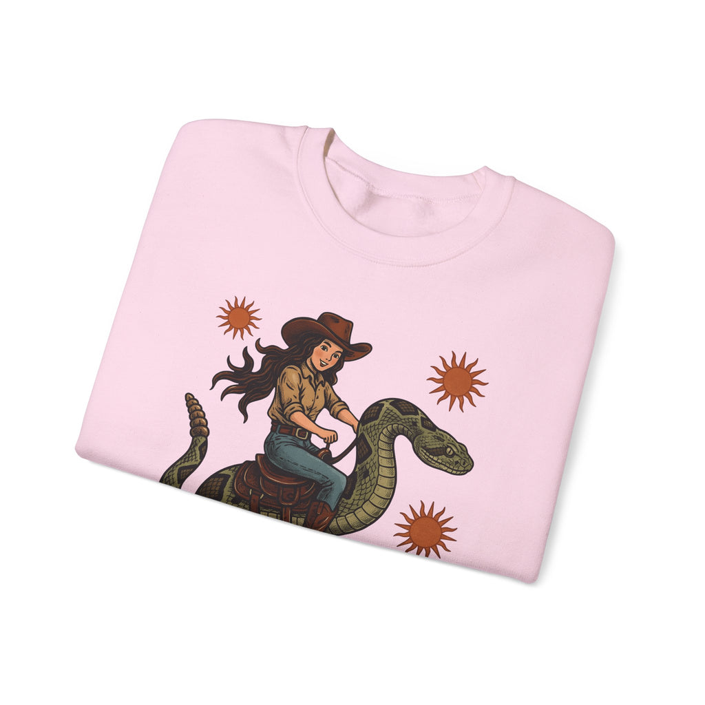 Cowgirl Serpent Sweatshirt Cowgirl Wildlife Gift Women Cowboy Sweatshirt Snake Sweatshirt Rodeo Fan Western Sweatshirt Animal Graphic Retro Sunshine Sweatshirt