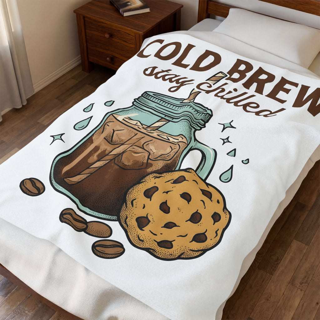 Iced Coffee Cookie Blanket Coffee Foodie Gift Women Hand Drawn Blanket Coffee Cookie Blanket Coffee Fan Illustrated Blanket Food Graphic Vintage