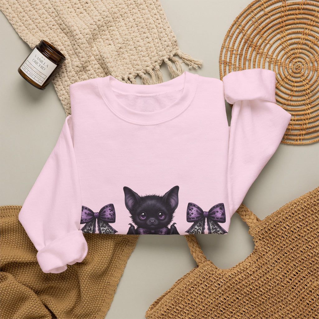 Sweet Bat Halloween Occult Gift Anime Vampire Horror Fan Manga Esoteric Hand Drawn Frill Sweatshirt