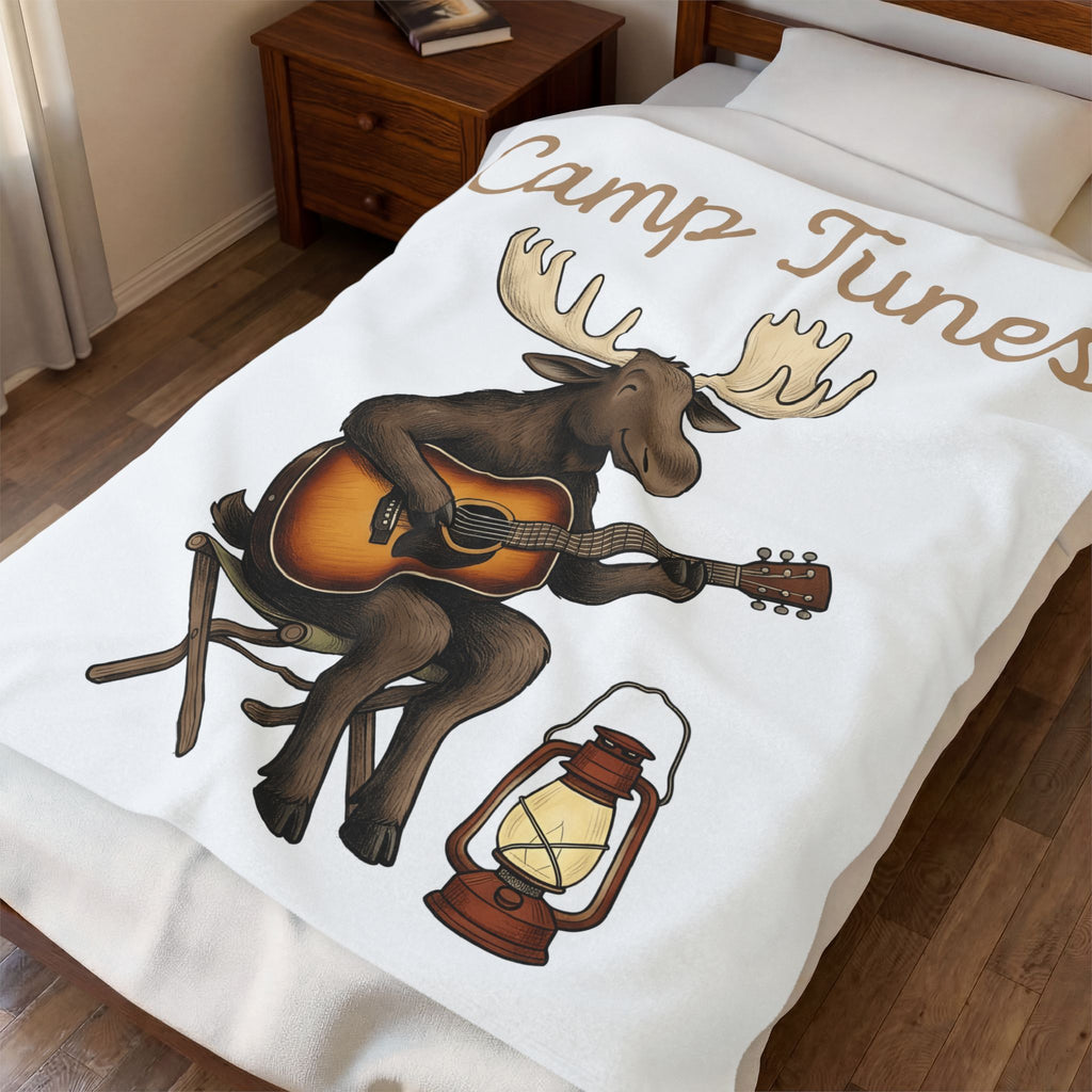 Moose Guitar Blanket Camping Music Gift Women Cute Blanket Guitar Blanket Camper Fan Adorable Blanket Music Graphic Hand Drawn Lantern Blanket