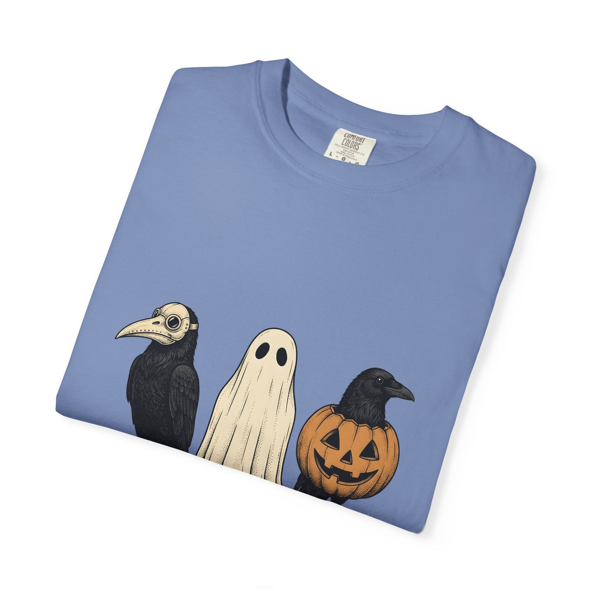 Raven Outfit T-Shirt Halloween Horror Gift Women Retro T-Shirt Crow Outfit T-Shirt Horror Fan Creepy Graphic T-Shirt Sketch Jack-O-Lantern T-Shirt