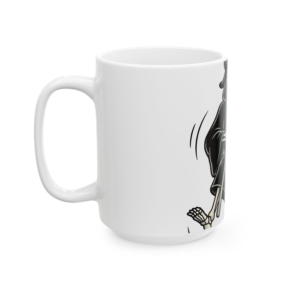 Reaper Skull Mug Halloween Cranium Gift Women Animated Mug Grim Reaper Mug Horror Fan Death Skull Graphic Mug Old School Sickle