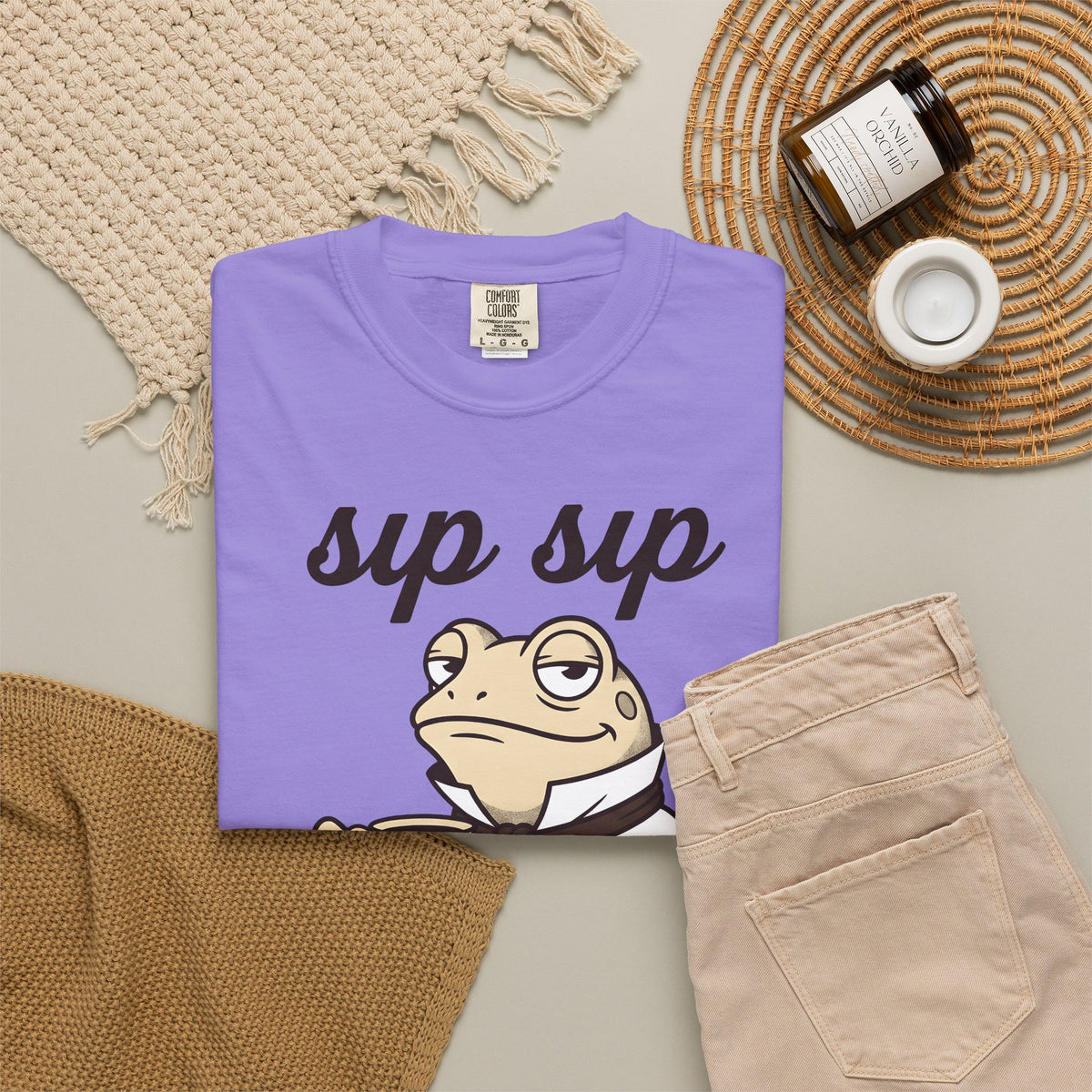 Frog Tea T-Shirt Funny Animal Gift Women Cartoon T-Shirt Tea T-Shirt Humor Fan Comic T-Shirt Creature Graphic Vintage Suit T-Shirt