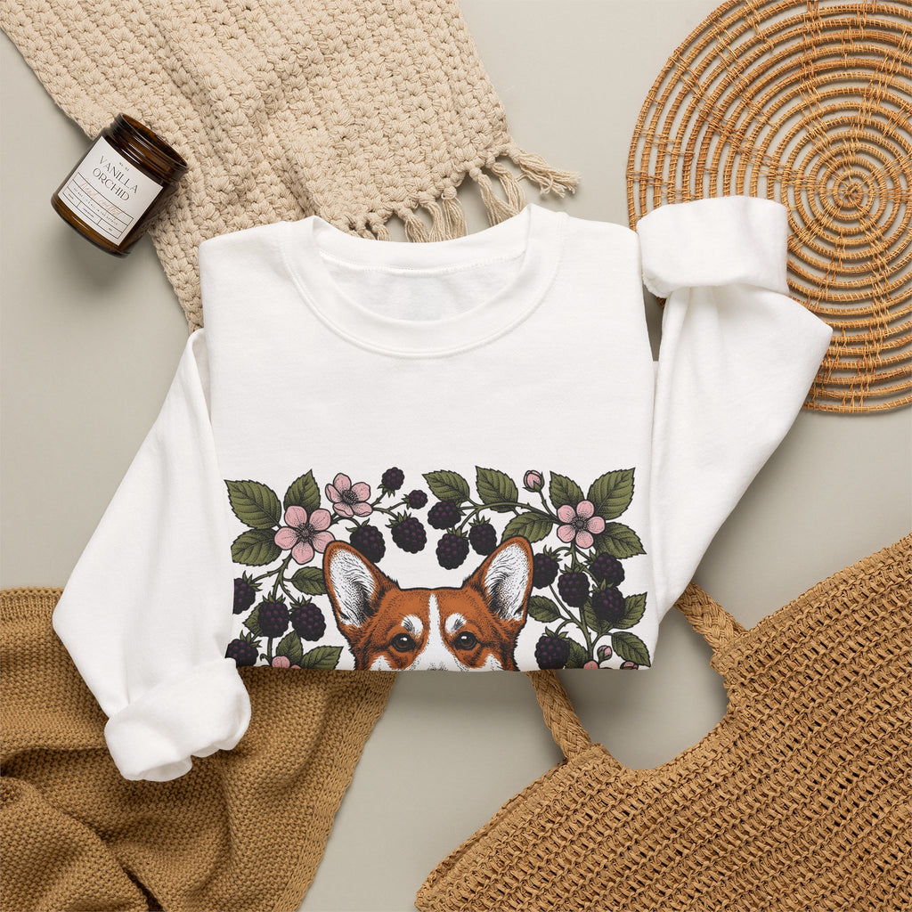 Corgi Hound Sweatshirt Dog Arrangement Gift Women Blossom Sweatshirt Pembroke Welsh Corgi Sweatshirt Dog Fan Corgi Graphic Hound Illustration Sketch