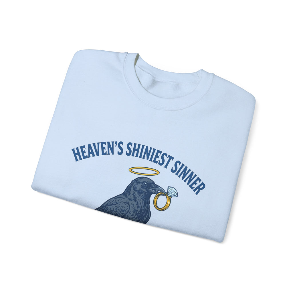 Raven Halo Sweatshirt Funny Animal Gift Women Vintage Sweatshirt Crow Sweatshirt Humor Fan Retro Sweatshirt Creature Graphic Hand Drawn Diamond Ring Sweatshirt