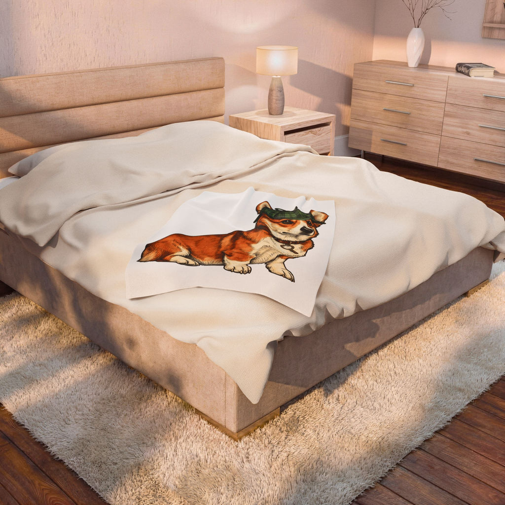 Corgi Puppy Dog Animals Gift Sketch Puppy Dog Fan Canine Doggy Retro Detective Cap Blanket