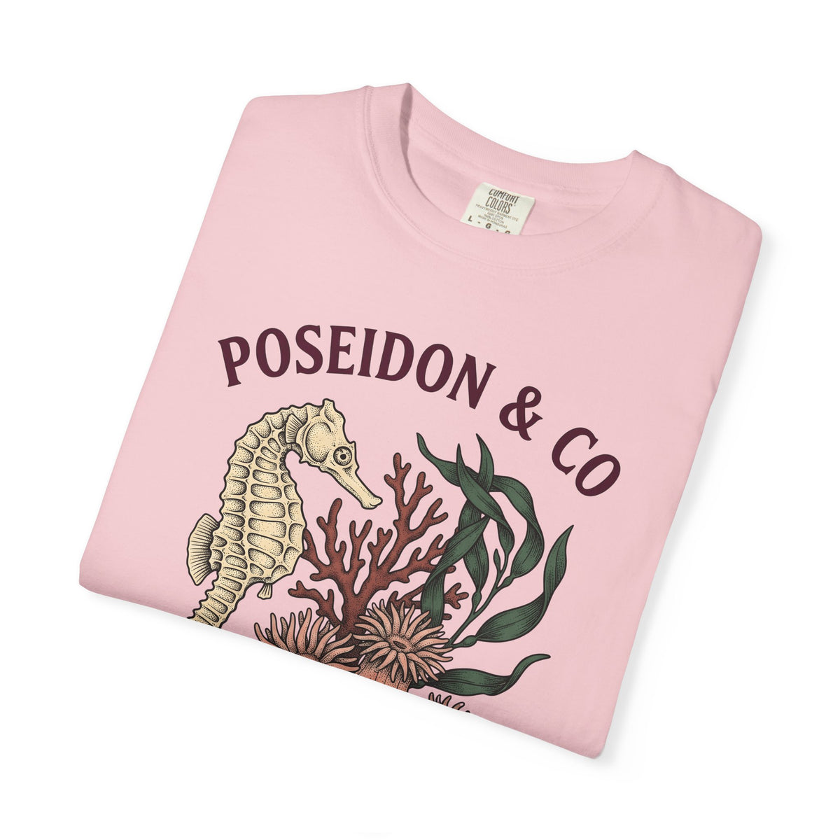 Seahorse Ocean Coastal Gift Old School Seahorse Marine Fan Sea Creature Coastal Ink T-Shirt