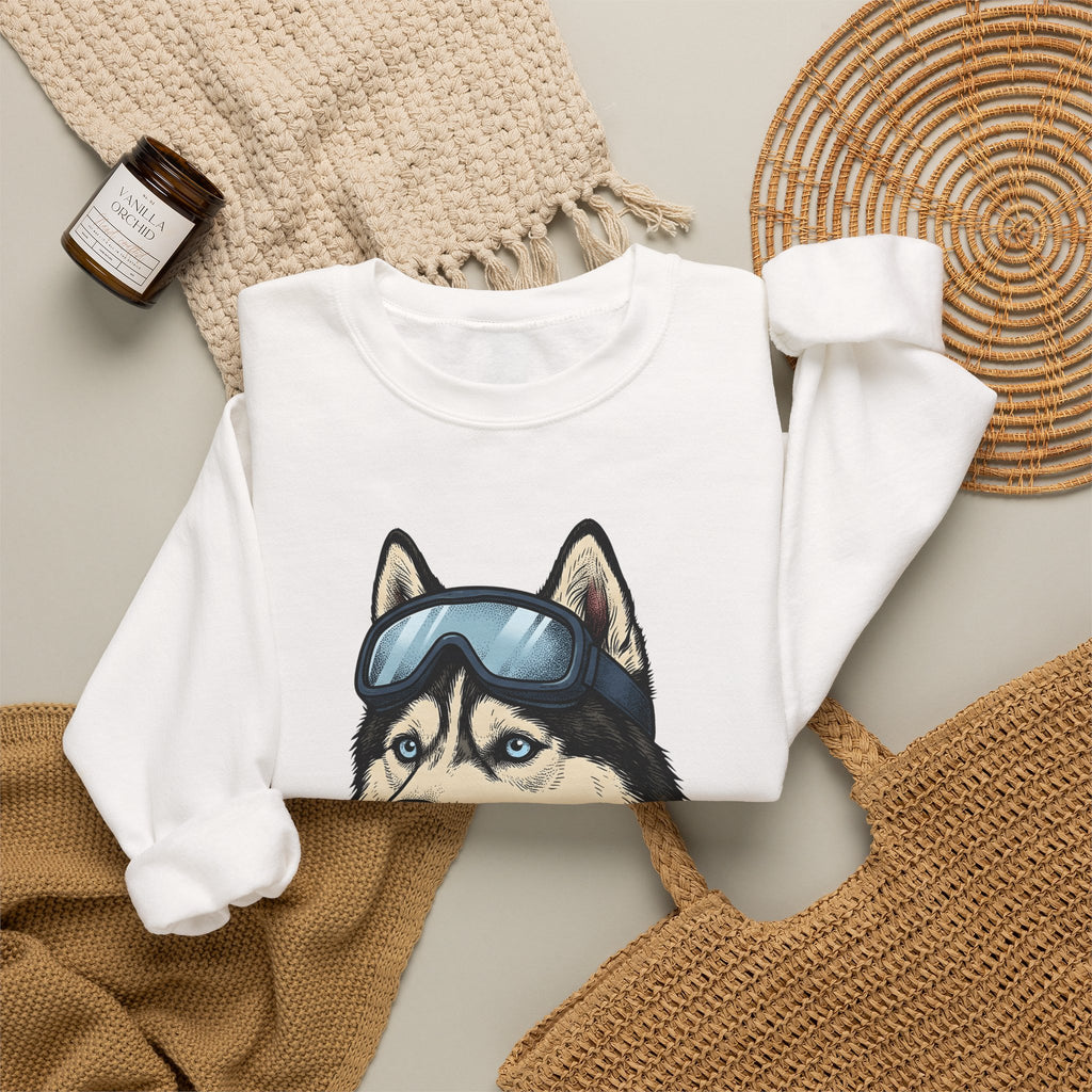 Husky Wolf Sweatshirt Dog Snow Gift Women Line Art Sweatshirt Wolfdog Sweatshirt Dog Fan Siberian Graphic Sweatshirt Hand Drawn Neckerchief Sweatshirt